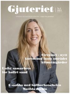 Matilda Jarbin, hållbarhetschef på Scanlog. omslag till tidningen Gjuteriet nummer 2 2025